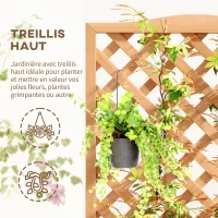 Outsunny Jardinière avec treillis bac à fleurs avec treillis fond à lattes bois massif 76 x 36 x 170 cm marron(m-5)