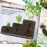 Outsunny Carré potager de jardin fond ouvert 3 étages pour herbes légumes fruits fleurs 158 x 109 x 82 cm gris(m-4)