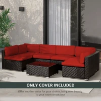 Outsunny Set of 14 Outdoor Cushion Covers - Red(m-6)