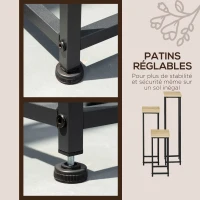 Outsunny Lot de 3 supports pot de fleurs porte-plantes carrées empilables - 21 x 21 x 50/70/90 cm - acier(m-6)