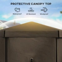 Outsunny 3 x 3(m) Hexagon Pop Up Gazebo with 5 Sides and Carry Bag, Waterproof, UV Resistant Party Tent Instant Event Shelter with Netting for Garden, Patio, Brown(m-6)