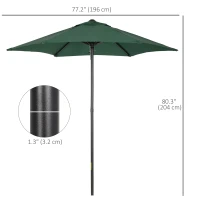 Outsunny 2m Garden Parasol Umbrella, Outdoor Sun Shade with 6 Sturdy Ribs for Balcony, Bench, Garden, Green(m-3)