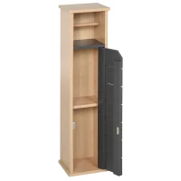 HOMCOM Support Papier Toilette - Porte-Papier Toilette - Armoire pour Papier Toilette - 2 Niveaux + Sortie Papier MDF Gris Bambou(m-16)