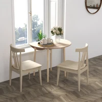 HOMCOM Table de salle à manger pliante 2 abattants - table ronde extensible - peu encombrante avec pieds en bois Ø89 x 73.5H cm(m-7)