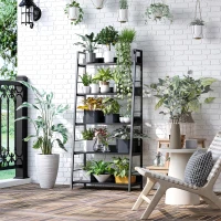 HOMCOM Étagère bibliothèque de Rangement Style Industriel incliné 5 Niveaux 70L x 35l x 150H cm Noir(m-9)
