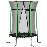 HOMCOM Trampoline pour enfant Ø 1,63 x 1,9 m filet de sécurité porte zippée 6 poteaux rembourrés inclus vert noir