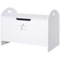 HOMCOM Baúl Infantil de Almacenaje Organizador de Juguetes con Tapa de Seguridad y Amplio Espacio 62x40x46,5 cm Blanco(m-10)