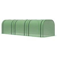 Outsunny Mini Serre de Jardin Serre à tomates 3L x 1l x 0,8H m Acier PE Haute densité 140 g/m² Anti-UV 3 fenêtres Vert(m-10)