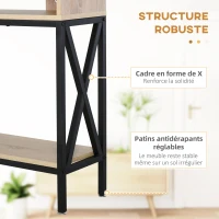 HOMCOM Table Console Table d'Entrée Industriel Multi-rangements 120 x 23,5 x 75 cm Bois Chêne(m-5)