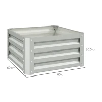 Outsunny Set of Two 60 x 60cm Steel Planter Boxes - Light Grey(m-3)
