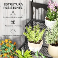 Outsunny Suporte para Plantas de 3 Níveis com Desenho em Escada Suporte para Vasos de Plantas para Interior e Exterior 73x66x85 cm Preto(m-5)