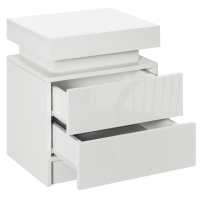 HOMCOM Table de chevet table de nuit lumière LED RVB panneau haute brillance avec 2 tiroirs pour salon chambre à coucher blanc