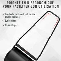 Outsunny Rouleau à Gazon Jardin en Acier avec poignée dim. 47L x 32l x 105H cm lestage Max. 30 L Noir(m-4)