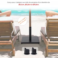 Outsunny Pied de parasol carré, socle parasol extérieur, Ø 35,38 et 48 mm, poids net 18 Kg, pour jardin patio terrasse, noir(m-6)