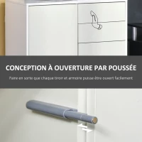 HOMCOM Meuble de rangement buffet commode armoire de rangement avec 2 tiroirs et 2 placards à portes, étagères réglables, pour salon, cuisine, chambre, 79 x 36 x 74 cm blanc(m-6)