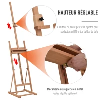 Vinsetto Chevalet en bois hauteur réglable 171-230cm Chevalet Peinture avec rangement inclinaison réglable 80° max. bois naturel(m-4)