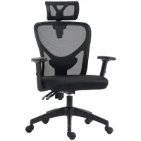 Vinsetto Fauteuil de bureau chaise de bureau manager dossier ergonomique inclinable pivotant tissu maille noir(m-1)