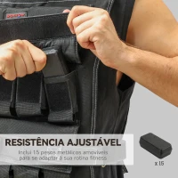 SPORTNOW Colete de Pesos 15 kg Colete de Musculação Ajustável com Bandas Reflectoras Colete de Cross Training  Preto(m-4)