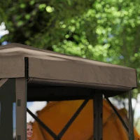 Outsunny 3 x 3(m) Hexagon Pop Up Gazebo with 5 Sides and Carry Bag, Waterproof, UV Resistant Party Tent Instant Event Shelter with Netting for Garden, Patio, Brown(m-8)
