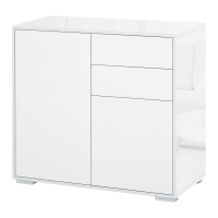 HOMCOM Meuble de rangement buffet commode armoire de rangement avec 2 tiroirs et 2 placards à portes, étagères réglables, pour salon, cuisine, chambre, 79 x 36 x 74 cm blanc