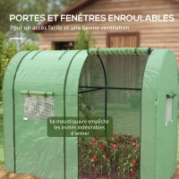 Outsunny Serre de jardin 1,8 m² dim. 1,85L x 0,9l x 1,5H m 2 Portes zippées déroulantes 4 fenêtres enroulables Acier PE Vert(m-6)