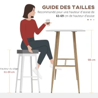 HOMCOM Table de bar rectangulaire 4 personne pieds en acier effet bois assemblage facile 120 x 60 x 98 cm blanc(m-4)