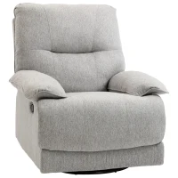 HOMCOM Fauteuil de relaxation inclinable manuellement avec repose-pied ajustable tissu aspect lin gris clair(m-11)