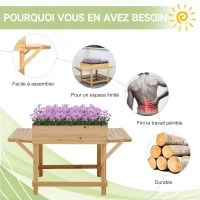 Outsunny Jardinière rectangulaire sur pieds potager surrélevé avec tablettes latérales et film tissu non-tissé 130 x 75 x 75 cm(m-5)