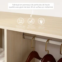 HOMCOM Armoire penderie Armoire de Rangement Mobile Panneaux de Particules Coloris chêne Clair(m-6)