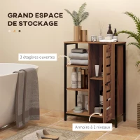 kleankin Meuble de salle de bain sur pied design industriel structure acier 3 étagères ouvertes 60 x 30 x 85 cm marron rustique(m-4)