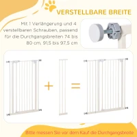 PawHut Absperrgitter für Hunde, extra hoch, Schließautomatik, Metallrahmen, 97,5 x 104,1 cm, Weiß(m-7)