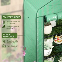 Outsunny Serre de Jardin Balcon étagère Serre 4 Niveaux 90L x 49l x 160H cm Acier galvanisé bâche Amovible PE Haute densité Vert(m-4)