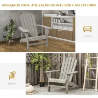 Outsunny Cadeira Adirondack de Madeira Cadeira Adirondack de Jardim com Assento Extra Largo 78x89x88 cm Cinza(m-5)