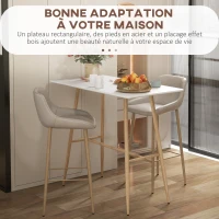 HOMCOM Table de bar rectangulaire 4 personne pieds en acier effet bois assemblage facile 120 x 60 x 98 cm blanc(m-5)