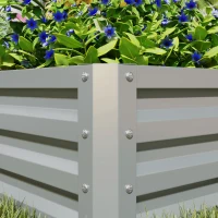 Outsunny Set of Two 60 x 60cm Steel Planter Boxes - Light Grey(m-8)
