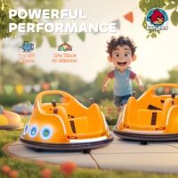 AIYAPLAY Angry Bird Licensed Waltzer Car, 12V Kids Bumper Car w/ Joysticks, Remote, Music LED Lights, Orange(m-8)