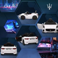 AIYAPLAY Carro Elétrico para Crianças Maserati Gran Turismo Folgore 12V Controlo Remoto Faróis Buzina e Música MP3 98x59x43 cm Branco(m-8)