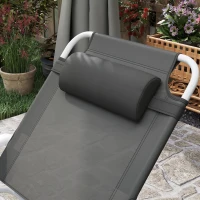 Outsunny Foldable Lounge Chair with 4-Level Adjustable Backrest & Headrest - Charcoal Grey(m-9)