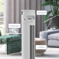HOMCOM Wentylator Wieżowy, Klimatyzacja z 4 Trybami, 3 Prędkościami, Timerem, Biały(m-8)