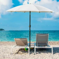 Outsunny 2.7M Garden Parasol Umbrella with Glass Fibre Ribs and Aluminium Frame, Tilting Sun Shade Shelter Canopy, Cream White(m-10)