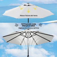 Outsunny Telo di Ricambio per Ombrellone da 3 m a 8 Stecche, Poliestere Anti UV 50+, Crema(m-7)