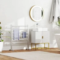 HOMCOM Toalheiro Elétrico para Casa de Banho 140W IPX4 Aquecedor de Toalhas Parede ou Chão com 6 Barras 90x36x69cm Prata(m-9)