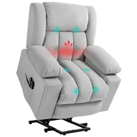 HOMCOM Velvet-Feel Electric Riser, Recliner and Massage Armchair - Light Grey(m-10)