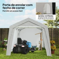Outsunny Abrigo de Jardim Exterior 300x597x257 cm com Porta Enrolável para Motas Bicicletas e Ferramentas de Jardim Cinzento(m-7)