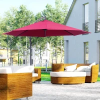 Outsunny Ombrellone da Giardino 3x2.5 m a Braccio Inclinabile con Manovella, Rosso Scuro(m-2)
