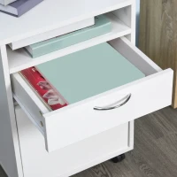 HOMCOM Rollcontainer, Aktenschrank, Bürocontainer mit Schublade, Büroschrank, Aufbewahrung Container, Spanplatte, Weiß, 40 x 35 x 60 cm(m-7)