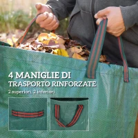 Outsunny Set 3 Sacchi per Rifiuti da Giardino da 300 L con Manici, Richiudibili e Riutilizzabili, Ø67x84 cm, Verde(m-5)