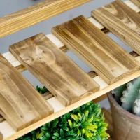 Outsunny Suport Pliabil pentru Plante din Lemn de Brad cu 3 Nivele, 100x37x93 cm, Lemn Natural(m-9)