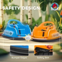 AIYAPLAY Angry Bird Licensed Waltzer Car, 12V Kids Bumper Car w/ Joysticks, Remote, Music LED Lights, Orange(m-6)