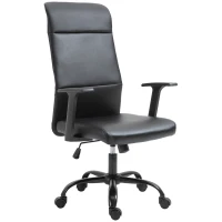 Vinsetto High Back Desk Chair, Black Leather Desk Chair with Adjustable Height, Armrests, Swivel Wheels(m-14)